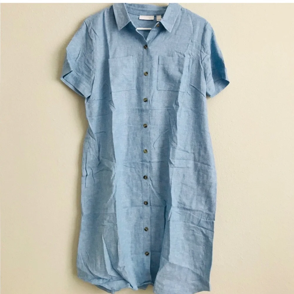 Linen Blend Shirt Dress - Picture 6 of 11